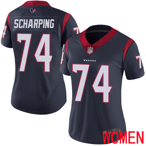 Houston Texans Limited Navy Blue Women Max Scharping Home Jersey NFL Football #74 Vapor Untouchable->houston texans->NFL Jersey